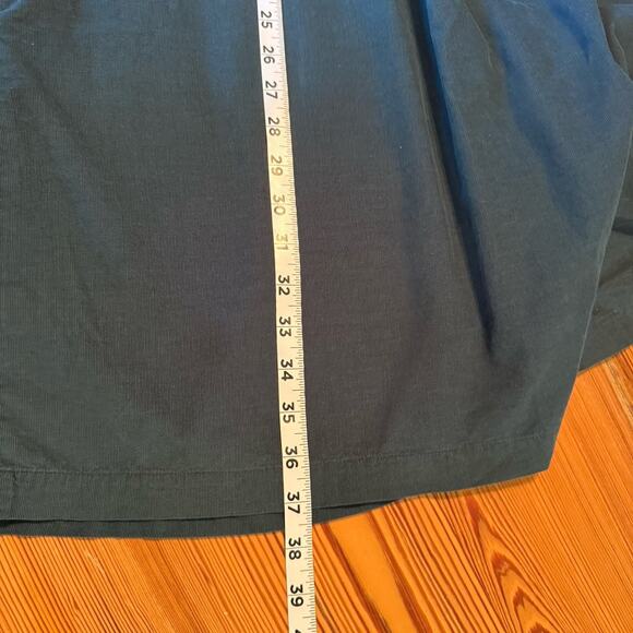 J. Jill Corduroy Shirt Dress Sz LG Forest Green Button Up Roll Tab Pockets Teach - Picture 11 of 12